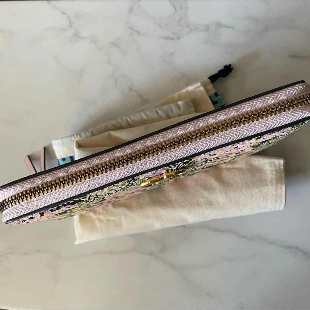 TORY BURCH gemini link zip continental wallet in flower field